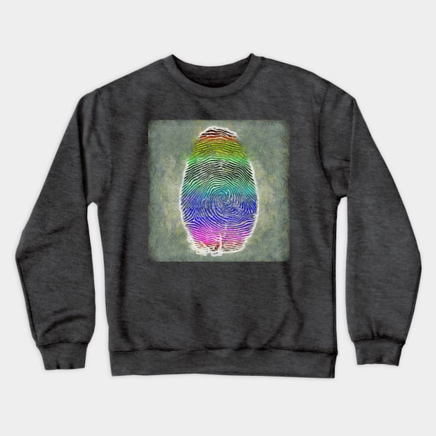 Rainbow Fingerprint Crewneck Sweatshirt by rolffimages